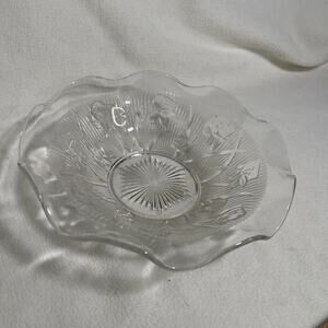 Vintage Depression Glass Jeannette Glass Iris Herringbone Ruffled Bowl 11 1/2"